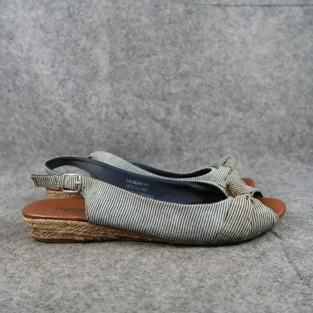 Nicole Shoes Womens 8.5 Sandals Slingback Peep Toe Orlando Wide Buckle Knot